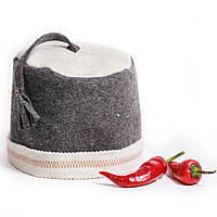 Шапка для сауни "ФЕСКА" сіра повсть