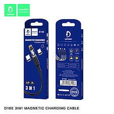 Кабель магнітний Denmen D18E USB 3 в 1 — Micro, Lightning, Type-C 2.4A, фото 3
