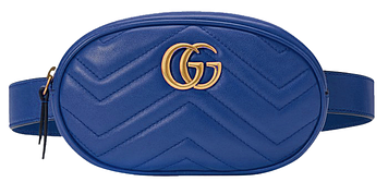 Сумка жіноча на пояс та плече Синя | Маленька сумочка на золотий ланцюжок