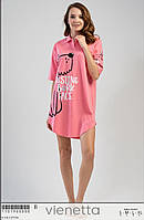 Ночная рубашка женская хлопковая Resting bark face Vienetta Турция, розовый