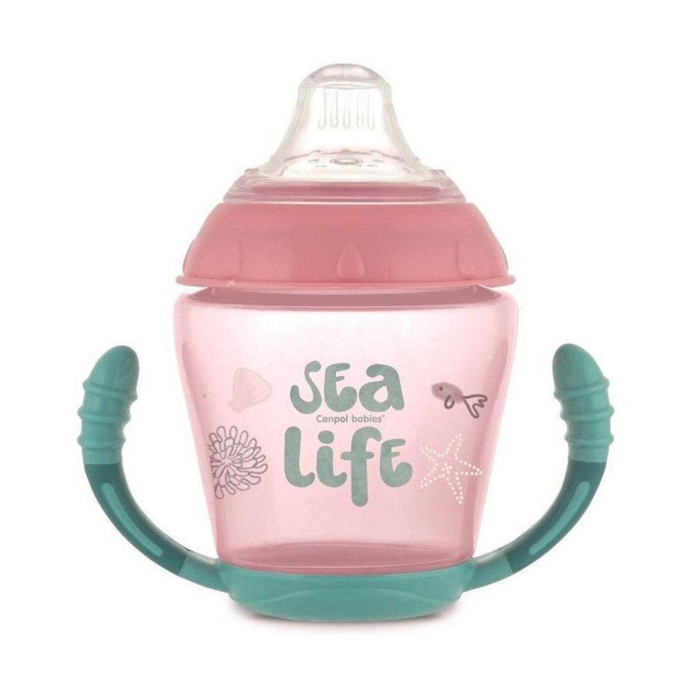 Кружка-непроливайка з м'яким силіконовим носиком рожева Canpol Babies Sea Life 230 мл (5903407565019)