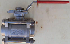 Кран кульовий нержавіючий DN 40 (1"1/2) трискладовий, приварний встик, повнопрохідний, з фіксатором