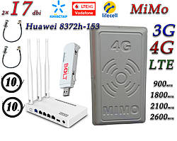 Повний комплект 4G/LTE/3G Wi-Fi Роутер Huawei E8372h-153+Netis MW5230+MiMo антена 2×17 dbi (824-2700 МГц)