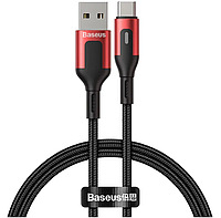 Кабель зарядный Baseus USB to USB Type-C с быстрой зарядкой QC 3.0 5V/3A LED 0.5 м Black/Red (CATUS-A09)