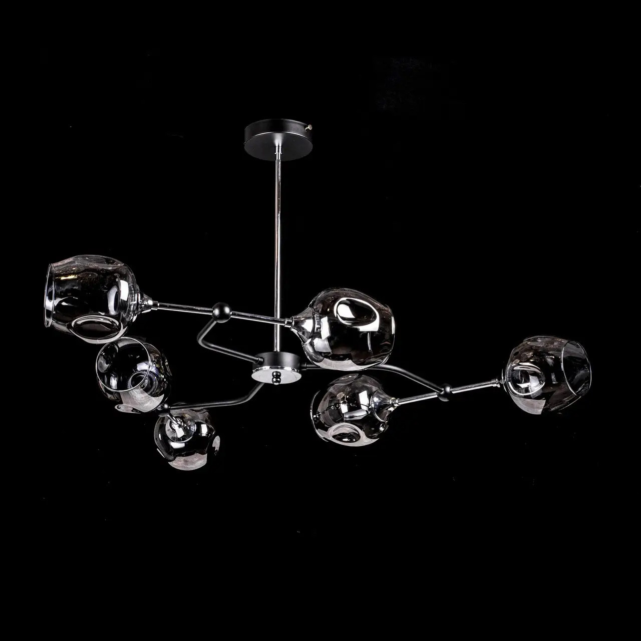 Люстра "молекула" в стилі лофт на 6 ламп E27 колір чорний PM-P5-N4653/6/BK+CH, фото 1