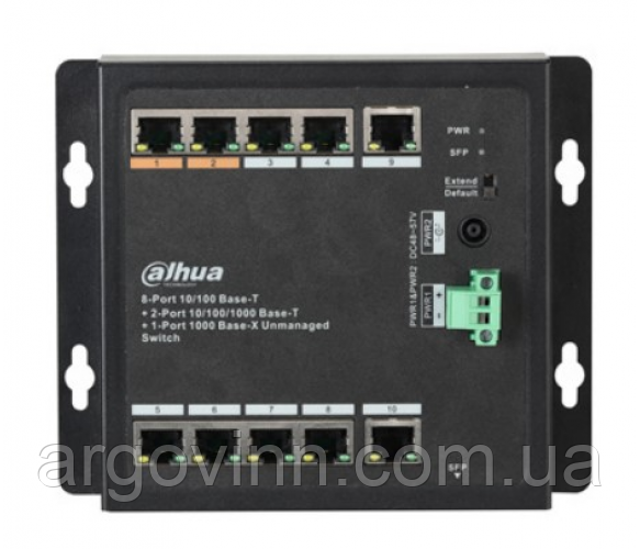 POE комутатор Dahua DH-PFS3111-8ET-96-F , 8xPoE(100M) + 2xRJ45(1000M) + 1xSFP(1000M)