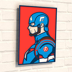 Дерев'яна картина-розмальовка "Постер Капітан Америка" Wortex Woods 3DP40010 35х25 см
