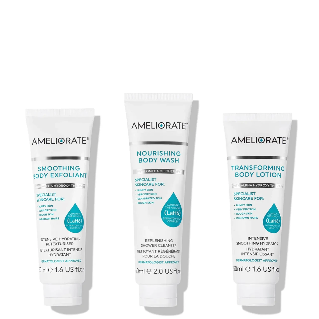 Набір для гладенької шкіри Ameliorate 3 Steps To Smooth Skin (скраб для тіла + гель для душу + молочко для тіла), фото 1