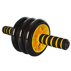 Тренажер колесо для м'язів преса Profi MS 0873 довжина 31 см, діаметр 14 см Жовтий, World-of-Toys