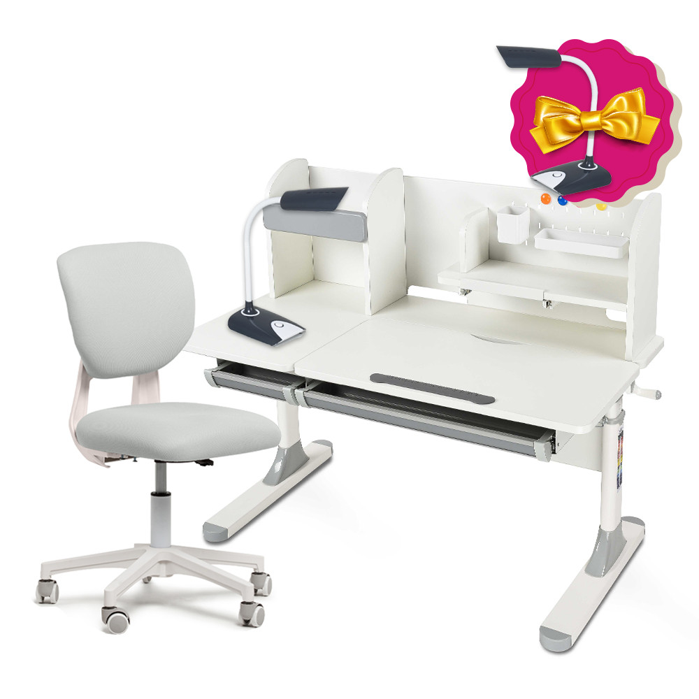 Комплект парта для школярів Cubby Iris Grey + ергономічне крісло Fundesk Buono Grey