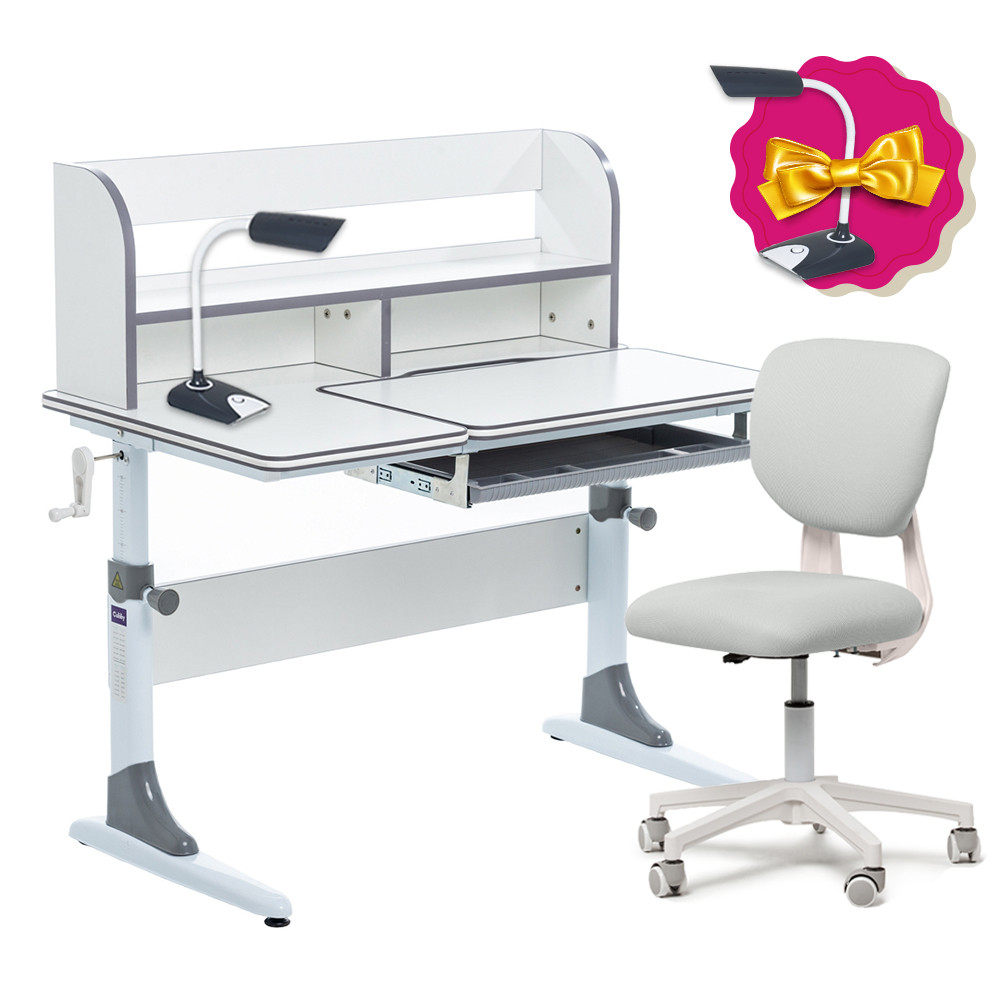 Комплект для школярів парта, що росте Cubby Nerine Grey + ергономічне крісло Fundesk Buono Grey