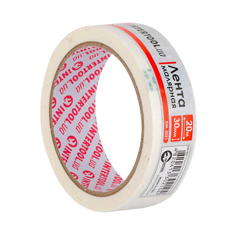 Стрічка малярська 30 мм, 20 м, біла INTERTOOL DM-3021, фото 2