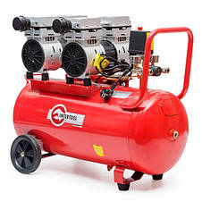 Компресор 50 л, 2х1.1 кВт, 220 В, 8 атм, 270 л/хв, малошумний, безмасляний, 4 циліндра INTERTOOL PT-0023, фото 2