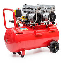 Компресор 50 л, 2х1.1 кВт, 220 В, 8 атм, 270 л/хв, малошумний, безмасляний, 4 циліндра INTERTOOL PT-0023, фото 4