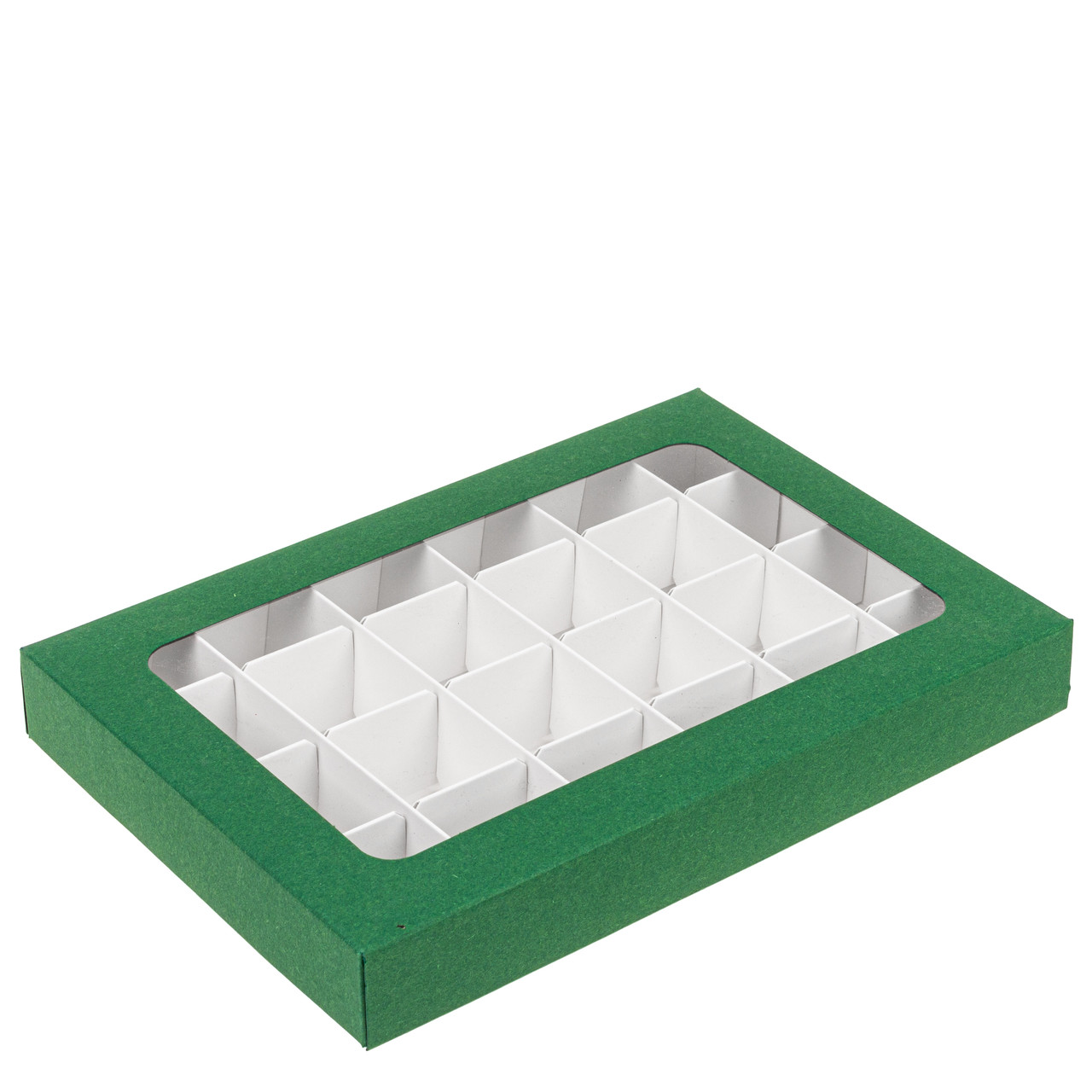 Коробка 240х155х35 (на 24 цукерки) з вікном, зелена, фото 1