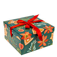 Подарункова коробка 220х220х120 "Новорічний принт"