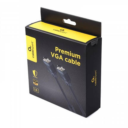 Кабель VGA-VGA Cablexpert (CCB-PPVGA-1.5M) M/M подвійний екранір з 2-м ферет 1.5m Black, фото 4