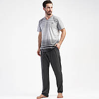 Пижама мужская хлопковая с брюками 109030 Vienetta, Серый, L