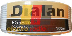 Кабель Dialan RG58 CU, перетин 0,8 мм, (кольоровий екран) 50Ом