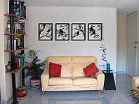 Декор для стен. Картина из дерева "Поющие птички" 30х99 см модуль из 4 картин 70х227 см