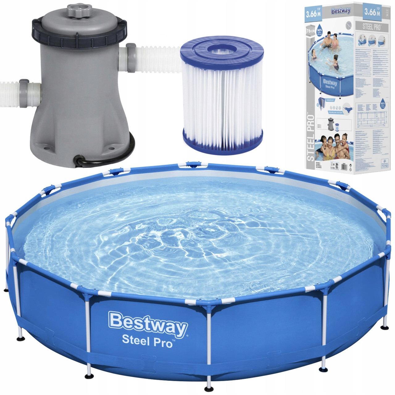 Каркасний басейн із насосом 366 х76 см BestWay 56681, фото 1