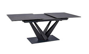 Стол обеденный Sorento Ceramic металл Черный матовый, стекло+керамика 160-220х90х76 см (Signal TM)