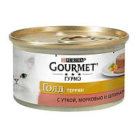 Gourmet Gold (Гурмэ Голд) консервы для кошек с уткой, морковью и шпинатом, кусочки в паштете 85г*24шт