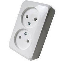 Розетка Schneider-Electric подвійна накладна без заземлення