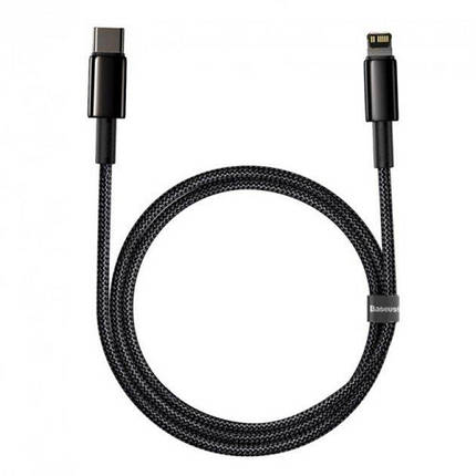 Кабель Baseus Tungsten Gold Fast Charging Cable Type-C to Lightning PD 20W 1m CATLWJ-01 Black, фото 1