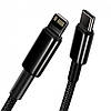 Кабель Baseus Tungsten Gold Fast Charging Cable Type-C to Lightning PD 20W 1m CATLWJ-01 Black, фото 6