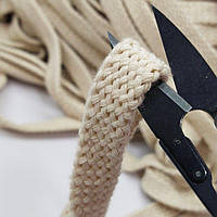 Бежевый шнур плоский плетеный 1,5см (хб) хлопчатобумажный, без наполнителя