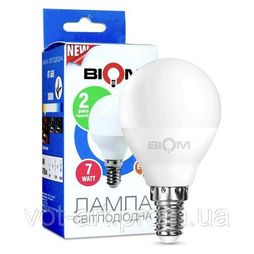 Світлодіодна лампа Biom BT-565 G45 7 W E14 3000 К матова