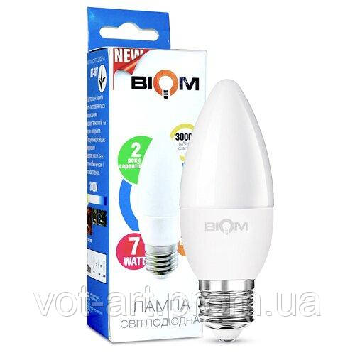 Світлодіодна лампа Biom BT-567 C37 7 W E27 3000 K матова