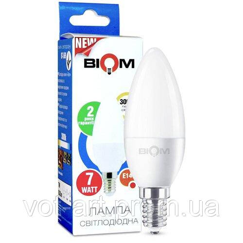 Світлодіодна лампа Biom BT-569 C37 7W E14 3000 К матова