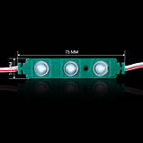 Світлодіодний модуль BRT XG193 5630-3 led W 1,5 W GREEN, 12 В, IP65 зелений з лінзою півсфера, фото 2