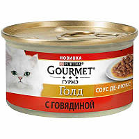 Gourmet Gold (Гурмэ Голд) консервы для кошек Соус Де-Люкс с говядиной кусочки в соусе 85г*12шт