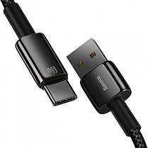 Кабель Baseus Tungsten Gold Fast Charging Cable USB to Type-C 66W 1m CATWJ-B01 Black, фото 3