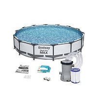 Каркасний басейн із фільтром Bestway 56595 круглий 427х84см 9 в 1 сімейний для саду дачі R_1170