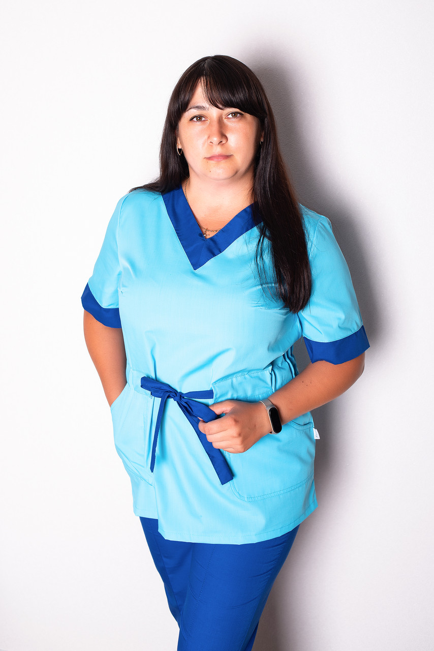 Купить Костюм медицинский женский Мира (батист, голубой-электрик, р.44 ...