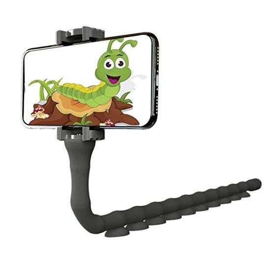 Тримач гнучкий для телефона Cute room Holder з присосками чорний, фото 1