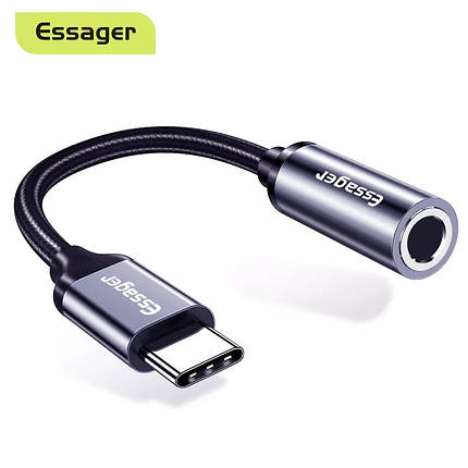 Аудіокабель Essager Type-C 3,5 Jack кабель для навушників, адапттер для навушників USB- C 3,5 мм, фото 2