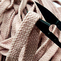 Пудровый шнур плоский плетеный 1,5см (хб) 50 полиэстер, без наполнителя