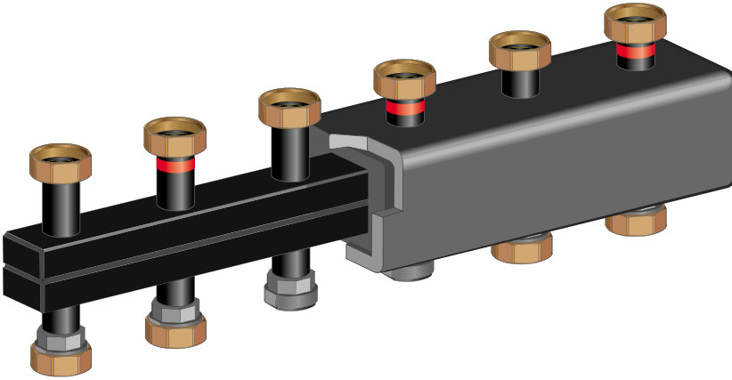 Распределительный коллектор до 5 отопительных контуров Meibes (Германия) - фото 1 - id-p3743873