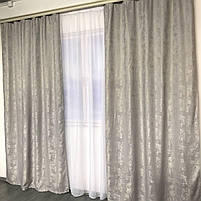 Сірі однотонні штори мармур готові ALBO, стильні модні портьєри на тасьмі в спальню, дитячу, вітальню, фото 2