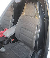 Авточохли PILOT Lanos шкірозам + тканина  чорно/сіра