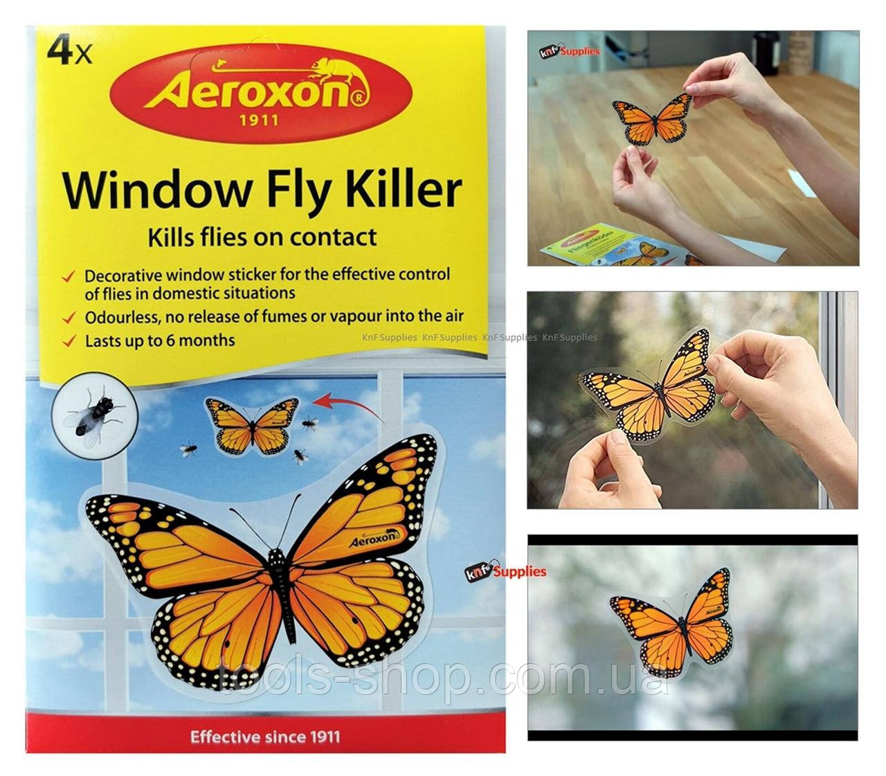Вбивця мух на вікно "Метелики", 4 шт. Aeroxon Window Fly Killer ефективна боротьба з мухами, фото 1