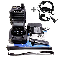 Рація Baofeng UV-82 8W всилена PRO серія VHF/UHF, ліхтар, 2xPT кнопка, гарнітура, дальність 10км, ОРИГИНАЛ