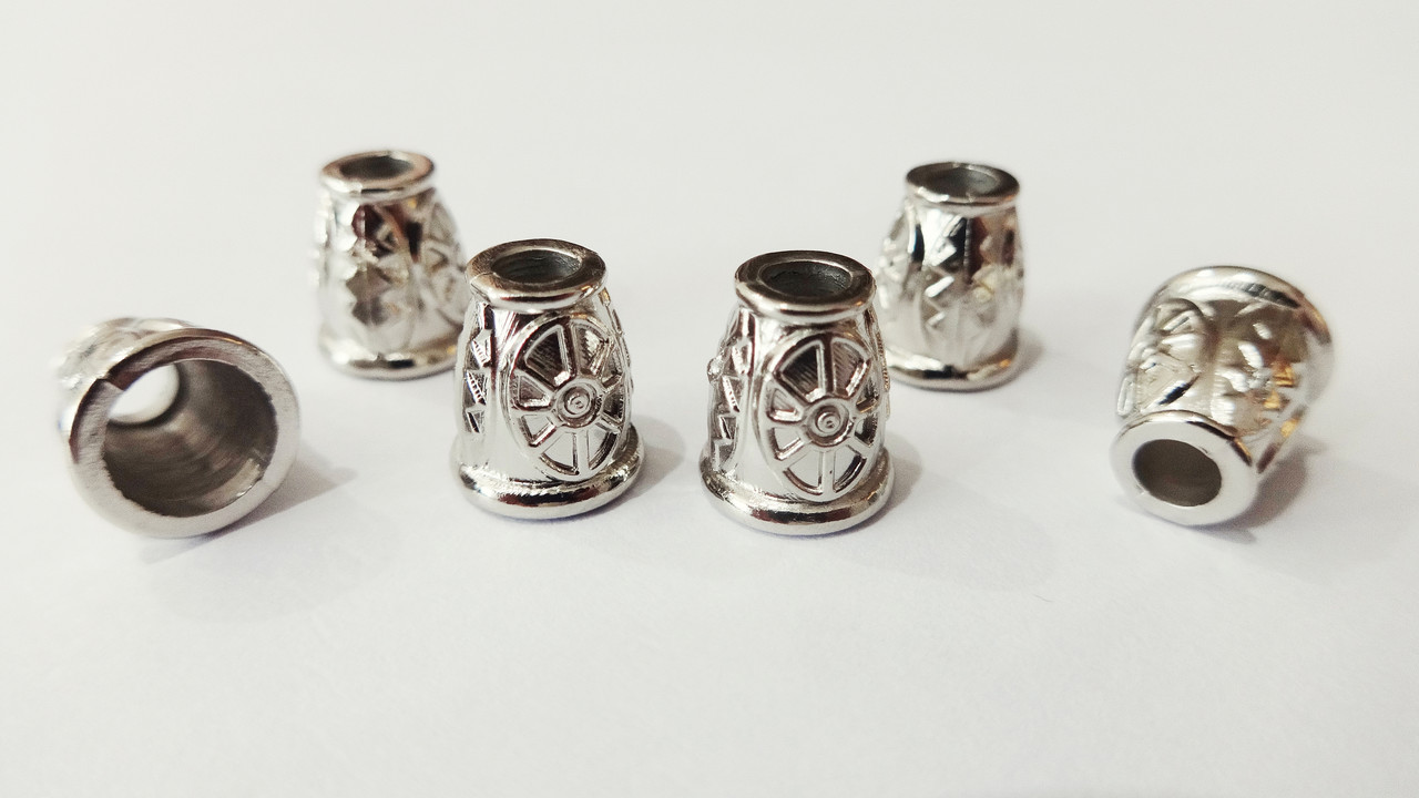 Наконечник шнура пластиковий ажурний нікель, фото 1