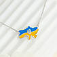 Кольє срібне мапа України із блакитно-жовтою емаллю та гербом посередині, фото 2