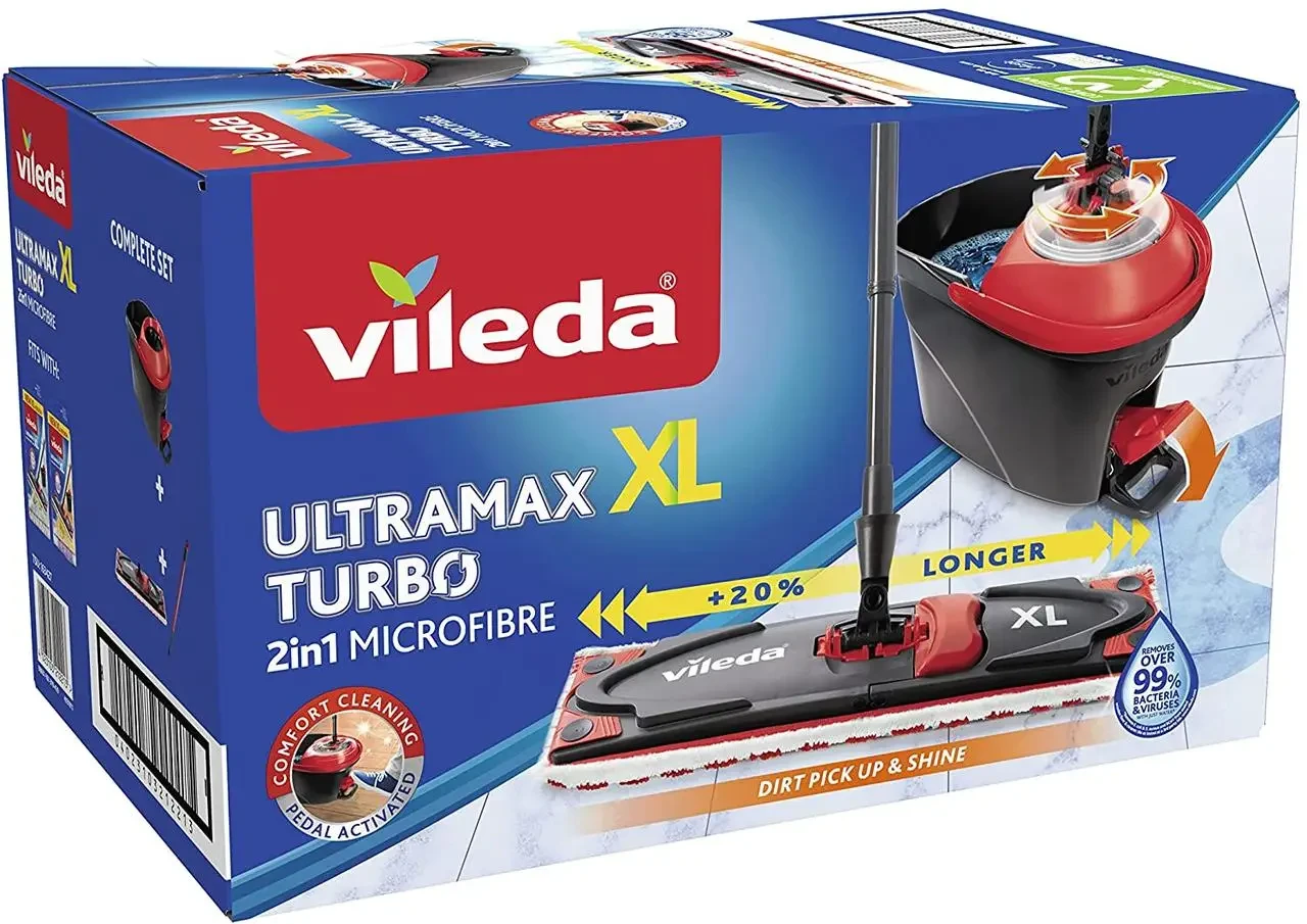 Набір для прибирання Vileda Ultramat Turbo XL  (швабра і відро з віджимом) Оригинал